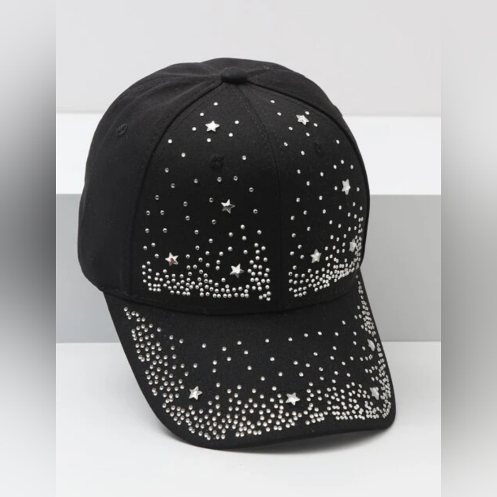 NWT One size fit  denim baseball cap with studs and stars